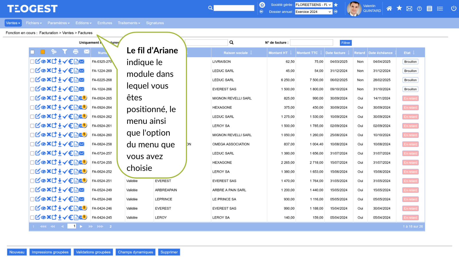 Lorganisation standardisee des pages decoupee en cinq zones  3  Le fil dAriane